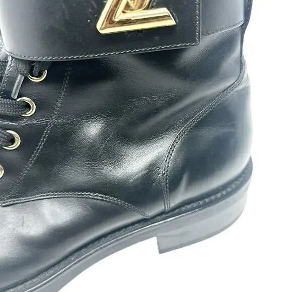 Louis Vuitton Wonderland Ranger Leather Combat Moto Boots Black Size 38 - Picture 10 of 11